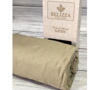 Сатиновая простыня на резинке 160х200см и 2 наволочки 50х70см, Belizza "Khaki"
