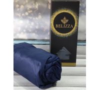 Сатиновая простыня на резинке 160х200см и 2 наволочки 50х70см, Belizza "Royal blue"