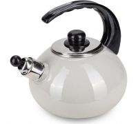 Чайник эмалированный Kamille "Boiling Water" 2.5л со свистком, бежевый глянец