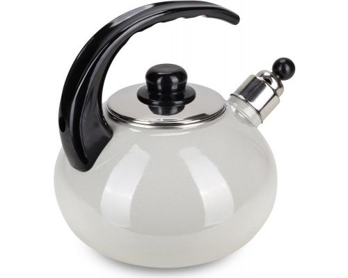 Чайник эмалированный Kamille "Boiling Water" 2.5л со свистком, бежевый глянец