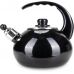 Чайник эмалированный Kamille "Boiling Water" 2.5л со свистком, черный глянец