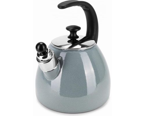 Чайник эмалированный Kamille "Boiling Water" 2.5л со свистком, индукционный, оливковый