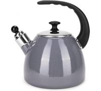 Чайник эмалированный Kamille "Boiling Water" 2.5л со свистком, индукционный, серый