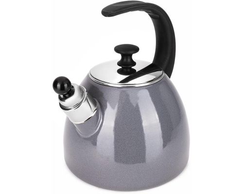 Чайник эмалированный Kamille "Boiling Water" 2.5л со свистком, индукционный, серый