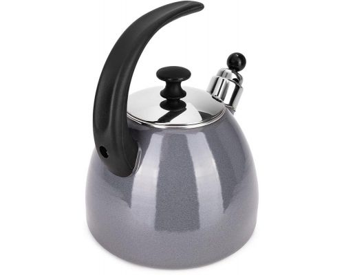 Чайник эмалированный Kamille "Boiling Water" 2.5л со свистком, индукционный, серый