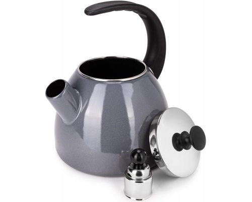 Чайник эмалированный Kamille "Boiling Water" 2.5л со свистком, индукционный, серый