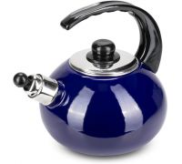 Чайник эмалированный Kamille "Boiling Water" 2.5л со свистком, синий глянец