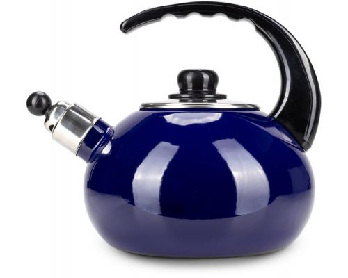 Чайник эмалированный Kamille "Boiling Water" 2.5л со свистком, синий глянец