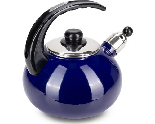 Чайник эмалированный Kamille "Boiling Water" 2.5л со свистком, синий глянец