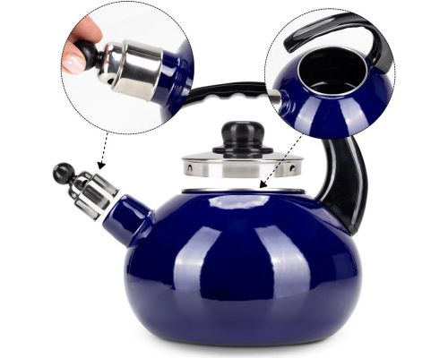 Чайник эмалированный Kamille "Boiling Water" 2.5л со свистком, синий глянец