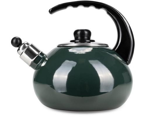 Чайник эмалированный Kamille "Boiling Water" 2.5л со свистком, зеленый глянец