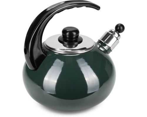 Чайник эмалированный Kamille "Boiling Water" 2.5л со свистком, зеленый глянец