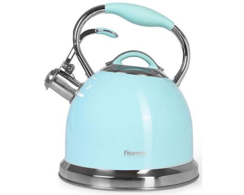 Чайник Fissman Felicity 2.6л з нержавіючої сталі, зі свистком, аквамарин Чайник Fissman Felicity 2.6л з нержавіючої сталі, зі свистком, аквамарин