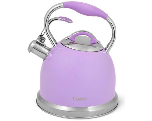 Чайник Fissman Felicity 2.6л з нержавіючої сталі, зі свистком, бузковий Чайник Fissman Felicity 2.6л з нержавіючої сталі, зі свистком, бузковий