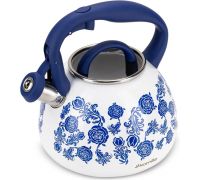 Чайник индукционный Kamille Blue Rose 2.7л из нержавеющей стали со свистком