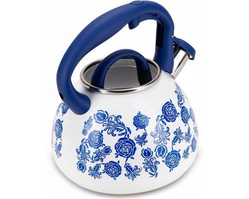 Чайник индукционный Kamille Blue Rose 2.7л из нержавеющей стали со свистком
