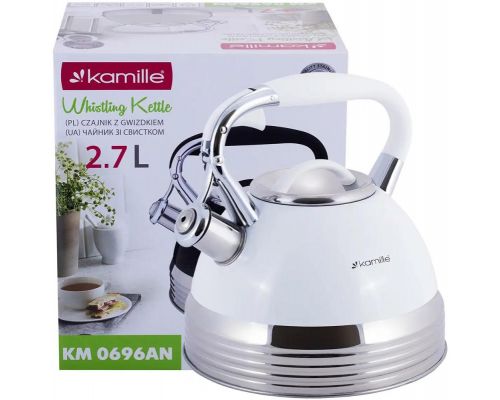Чайник индукционный Kamille White 2.7л со свистком (белый)