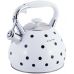 Чайник индукционный Kamille White 3л со свистком (белый в черный горох)