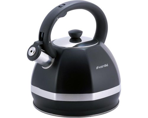 Чайник Kamille Marshmallow 3л из нержавеющей стали со свистком, черный Чайник Kamille Marshmallow 3л из нержавеющей стали со свистком, черный