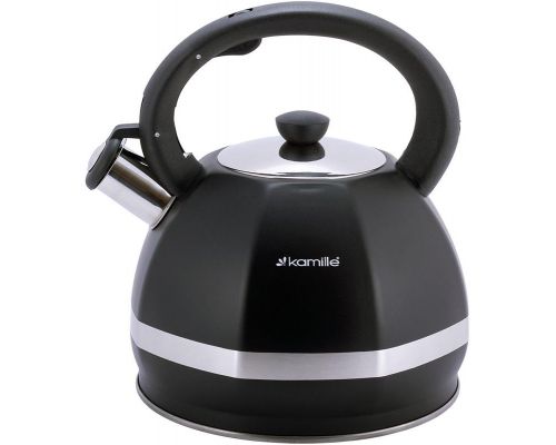 Чайник Kamille Marshmallow 3л из нержавеющей стали со свистком, черный Чайник Kamille Marshmallow 3л из нержавеющей стали со свистком, черный
