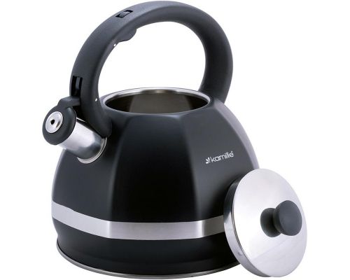 Чайник Kamille Marshmallow 3л из нержавеющей стали со свистком, черный Чайник Kamille Marshmallow 3л из нержавеющей стали со свистком, черный