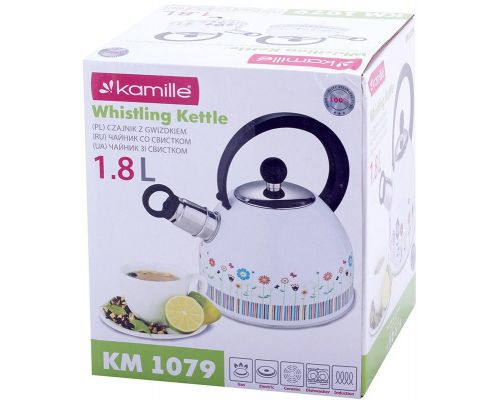 Чайник Kamille Meadow 1.8л з нержавіючої сталі зі свистком