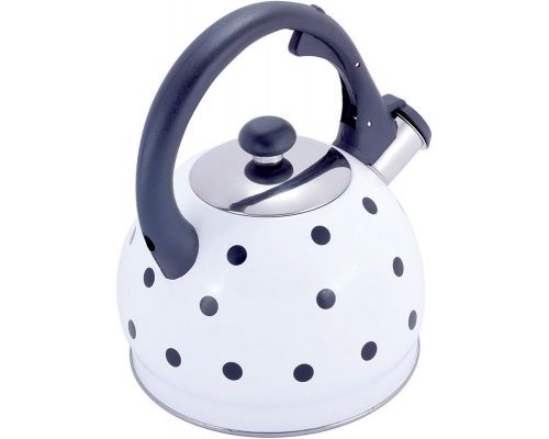 Чайник Kamille Polka Dot Kettle 2л з нержавіючої сталі зі свистком, в горошок, білий