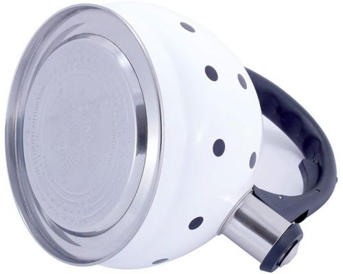 Чайник Kamille Polka Dot Kettle 2л з нержавіючої сталі зі свистком, в горошок, білий