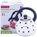 Чайник Kamille Polka Dot Kettle 2л з нержавіючої сталі зі свистком, в горошок, білий