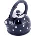 Чайник Kamille Polka Dot Kettle 2л з нержавіючої сталі зі свистком, в горошок, чорний