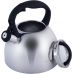 Чайник Kamille Whistling Kettle 2.7л з нержавіючої сталі зі свистком і скляною кришкою (чорна ручка)