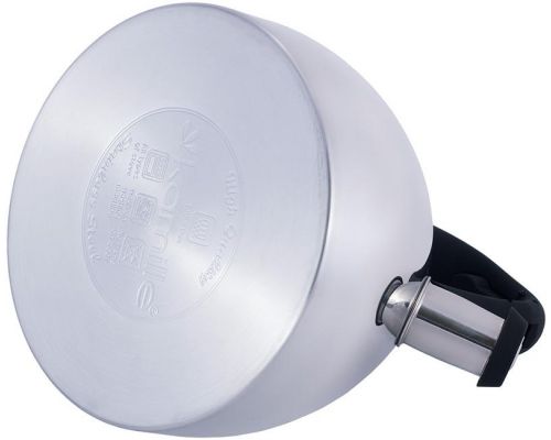 Чайник Kamille Whistling Kettle 2.7л з нержавіючої сталі зі свистком і скляною кришкою (чорна ручка)