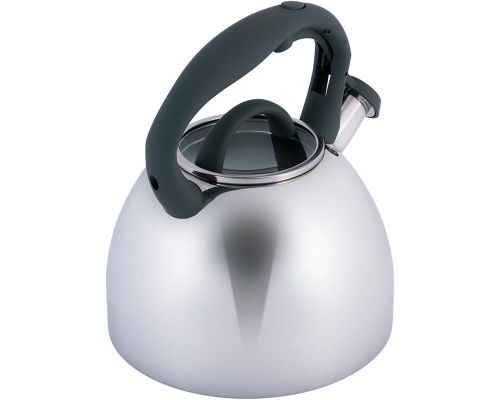 Чайник Kamille Whistling Kettle 2.7л з нержавіючої сталі зі свистком і скляною кришкою (сіра ручка)