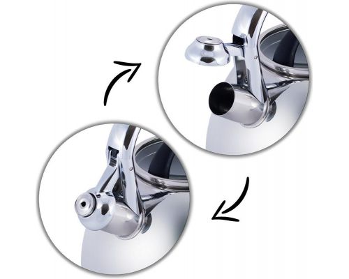 Чайник Kamille Whistling Kettle 2.8л з нержавіючої сталі зі свистком і скляною кришкою