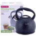 Чайник Kamille Whistling Kettle 3л з нержавіючої сталі зі свистком (чорний граніт)