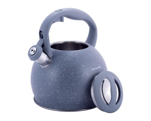 Чайник Kamille Whistling Kettle 3л из нержавеющей стали со свистком, серый мрамор