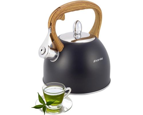 Чайник Kamille Whistling Kettle Black 2.5л з нержавіючої сталі зі свистком (чорний) Чайник Kamille Whistling Kettle Black 2.5л з нержавіючої сталі зі свистком (чорний)
