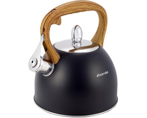 Чайник Kamille Whistling Kettle Black 2.5л з нержавіючої сталі зі свистком (чорний) Чайник Kamille Whistling Kettle Black 2.5л з нержавіючої сталі зі свистком (чорний)