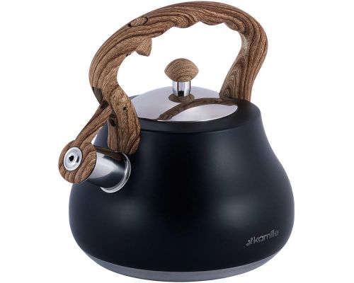 Чайник Kamille Whistling Kettle Black 2.7л из нержавеющей стали со свистком (черный)