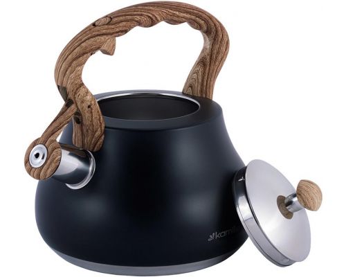 Чайник Kamille Whistling Kettle Black 2.7л из нержавеющей стали со свистком (черный)
