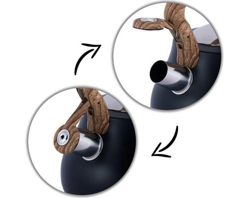 Чайник Kamille Whistling Kettle Black 2.7л из нержавеющей стали со свистком (черный)