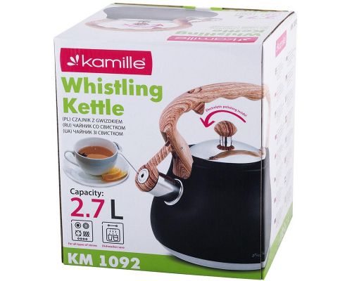 Чайник Kamille Whistling Kettle Black 2.7л из нержавеющей стали со свистком (черный)