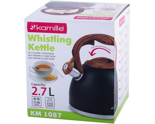 Чайник Kamille Whistling Kettle Black 2.7л из нержавеющей стали со свистком