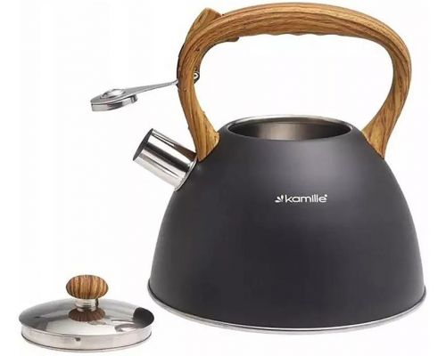Чайник Kamille Whistling Kettle Black 3л из нержавеющей стали со свистком (черный)