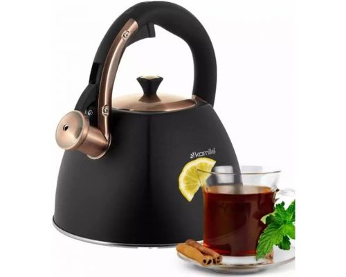 Чайник Kamille Whistling Kettle Black&Rose 3л из нержавеющей стали со свистком