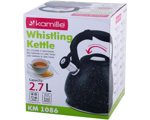 Чайник Kamille Whistling Kettle Marble 2.7л из нержавеющей стали со свистком
