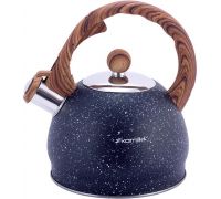 Чайник Kamille Whistling Kettle Marble 2л из нержавеющей стали со свистком, черный мрамор