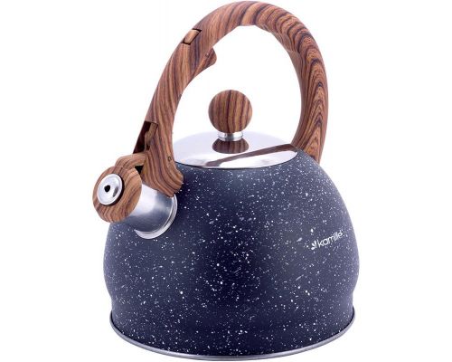 Чайник Kamille Whistling Kettle Marble 2л из нержавеющей стали со свистком, черный мрамор