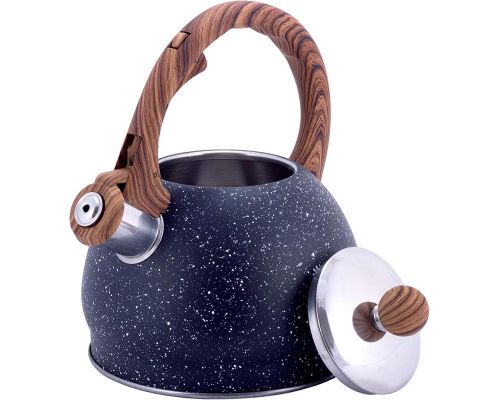 Чайник Kamille Whistling Kettle Marble 2л из нержавеющей стали со свистком, черный мрамор