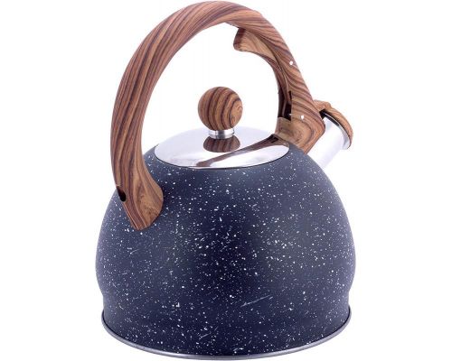 Чайник Kamille Whistling Kettle Marble 2л из нержавеющей стали со свистком, черный мрамор